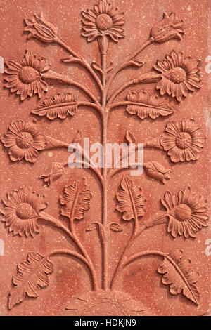 Detail of the decorative stonework on the mosque at the Taj Mahal. Stock Photo