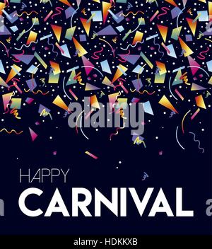 Happy carnival illustration, retro colorful party confetti for event poster, card or invitation. EPS10 vector. Stock Vector