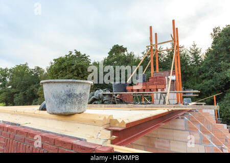 Construction attic floor of new house outside Stock Photo