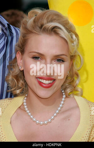 Actress and cast member Scarlett Johansson at the November 14, 2004 Los Angeles premiere of the film, 'The Spongebob Squarepants Movie' at the Grauman's Chinese Theatre. The animated feature by Paramount Pictures opens in the United States on November 19.Photo by Francis Specker Stock Photo