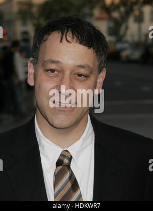 Sam Raimi , executive producer of the new film 'The Grudge', arrives at the premiere of the film at Mann's Village Theatre in Los Angeles, October 12, 2004. Photo by Francis Specker Stock Photo