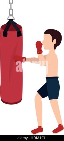 boxer silhouette avatar with punch bag icon vector illustration design Stock Vector