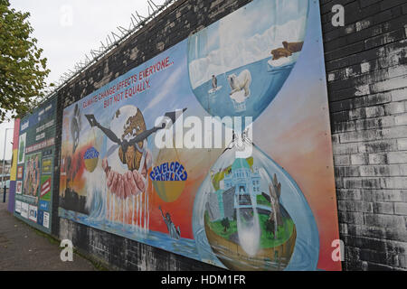 Belfast Falls Rd Peace Wall Mural,Climate Change Stock Photo
