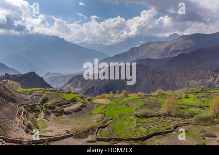Beautiful mountain landscape of Muktinath village in lower Mustang District, Nepal. Stock Photo