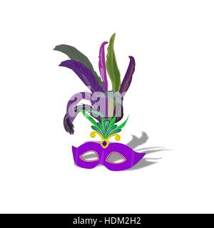 Masquerade mask with feathers isolated icon Stock Vector