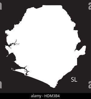 Sierra Leone provinces Map black and white illustration Stock Vector ...