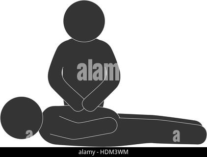 human silhouette doing resuscitation vector illustration design Stock Vector