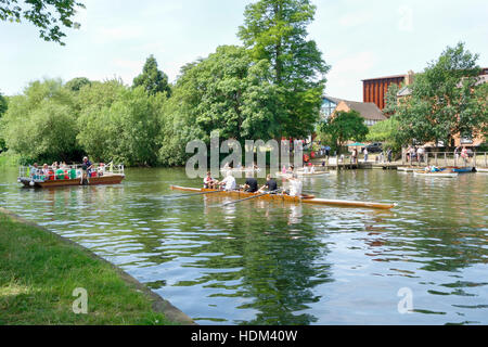 Boating on the river Avon, Stratford-upon-Avon, Warwickshire, England, UK Stock Photo