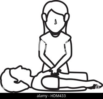 human silhouette doing resuscitation vector illustration design Stock Vector