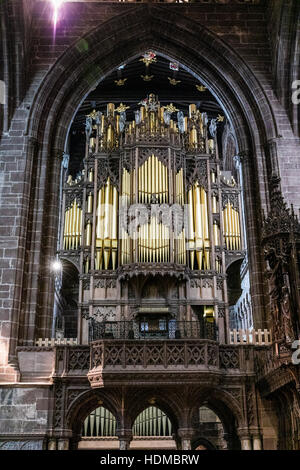 Organ in Chester Cathedral, Cheshire, England Stock Photo