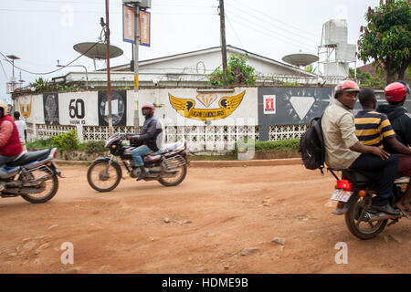 Okada (taxi) in front of diamons dealer office in Kenema, Sierra Leone