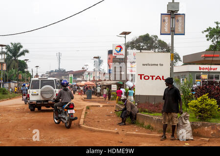 Street of Kenema in Sierra Leone with diamond dealer shops