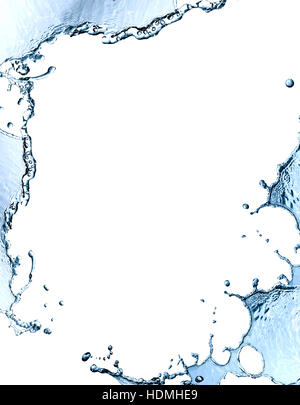 Nice abstract picture frame made from blue splashing water Stock Photo