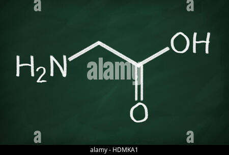 Structural model of Glycine on the blackboard. Stock Photo