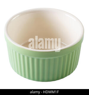 Green baking dish cupcakes empty isolated on white background. close-up Stock Photo