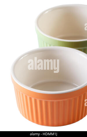 two baking dish cupcakes empty isolated on white background. close-up Stock Photo
