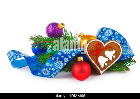 Christmas composition - gingerbread and decorations on white background Stock Photo
