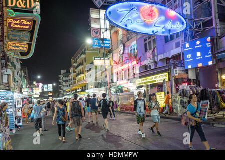 Khao San Road by night in Bangkok, Thailand Stock Photo