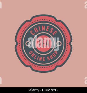 Label for Chinese tea shop monogram logo design. Vector tea shop sign ...