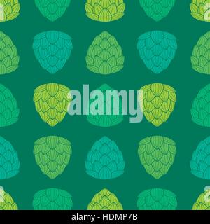 Seamless pattern with flat style green color hops. Fragrant fresh and sweet. Nice background for beer industry. Vector illustration. Stock Vector