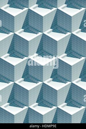 3D effect realistic tiled cubes with shadows. Modern pattern. Vector Stock Vector