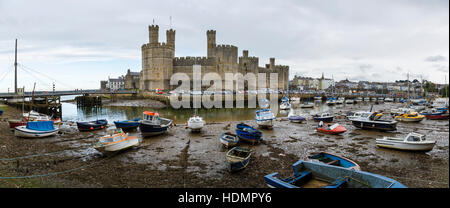 Caernarfon Castle, Gwynedd, Wales Stock Photo