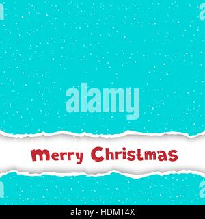Christmas congratulation torn blue paper Stock Vector