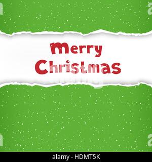Christmas torn green paper Stock Vector