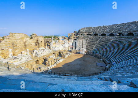 Ruins of old theater in Side, Turkey Stock Photo