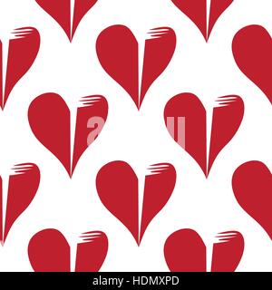 Seamless pattern with broken hearts on white Stock Vector