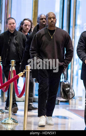 Manhattan, New York, USA. 13th Dec, 2016. Musician Kanye West arrives at Trump Tower in Manhattan, New York, U.S., on Tuesday, December 13, 2016. Credit:  MediaPunch Inc/Alamy Live News Stock Photo