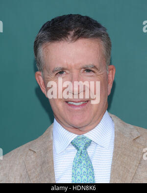 File. 13th Dec, 2016. ALAN THICKE (March 1, 1947 - December 13, 2016) was a Canadian actor, songwriter, and game and talk show host. He is known for his role as Jason Seaver, the father on the ABC television series Growing Pains. His son is the singer R. Thicke. Alan, died at age 69, of a heart attack while playing hockey with his 19 year-old son Carter Thicke. Pictured: July 8, 2014 - Beverly Hills, California, U.S. - Alan Thicke arriving to the Summer 2014 TCA: Hallmark's 'Northpole Christmas Celebration' at a private home. © Lisa O'Connor/ZUMA Wire/Alamy Live News Stock Photo