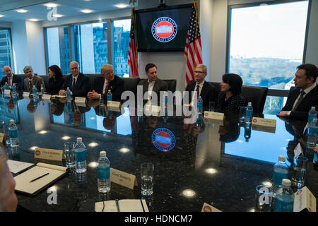 New York, USA. 14th December, 2016. President-elect Donald Trump, Vice President-elect Mike Pence, cabinet nominees and technology company chiefs are seen at a meeting in the Trump Organization conference room at Trump Tower in New York, NY, USA on December 14, 2016. Credit: Albin Lohr-Jones/Pool via CNP /MediaPunch Credit:  MediaPunch Inc/Alamy Live News Stock Photo