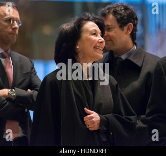 New York, USA. 14th December, 2016. Oracle CEO Safra Catz is seen in the lobby of Trump Tower in New York, NY, USA on December 14, 2016. Credit: Albin Lohr-Jones/Pool via CNP /MediaPunch Credit:  MediaPunch Inc/Alamy Live News Stock Photo