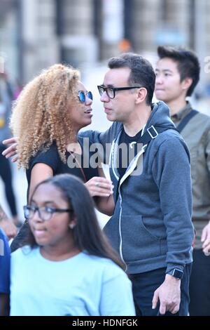 Fred Armisen spotted hugging an unidentified woman as he walks in Soho  Featuring: Fred Armisen Where: Manhattan, New York, United States When: 20 Oct 2016 Stock Photo