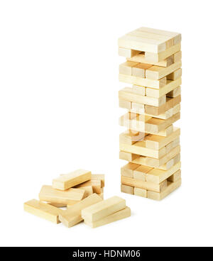 Close up blocks wood game isolated on white background Stock Photo