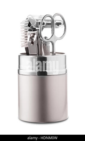 Shaving set with equipment and tools  isolated on white background Stock Photo