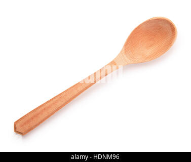 Top view of wooden spoon isolated over white background Stock Photo