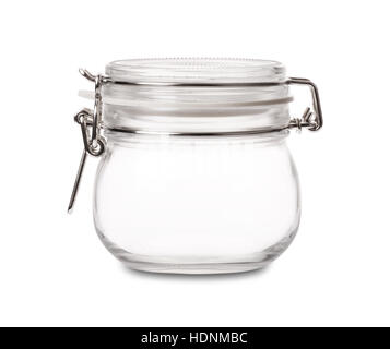 Empty glass jar isolated on a white background Stock Photo