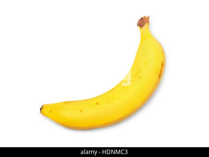 Single ripe fresh banana isolated on white background Stock Photo