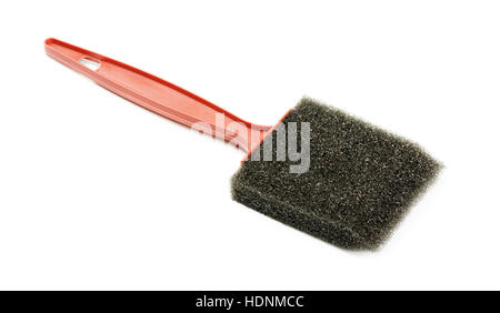 Foam brush with plastic handle isolated on a white background Stock Photo