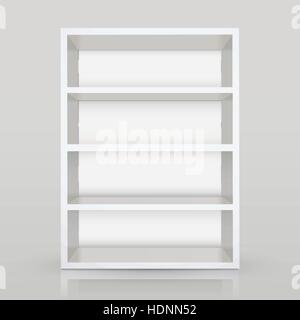 modern 3d vector white blank shelf on gray background Stock Vector