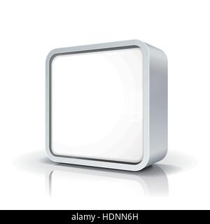 3d vector blank chrome metal square frame or button Stock Vector