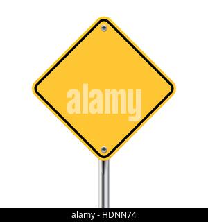 3d vector blank yellow road sign on white Stock Vector