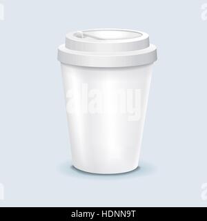 vector illustration of blank paper cup with soft shadow isolated on white background Stock Vector