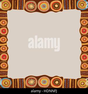 Ethnic hand painted square frame. Stock Vector