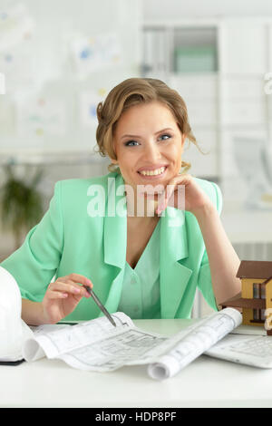 Woman architect in offive Stock Photo