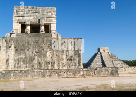 Mayan pyramid of Jaguares and El Castillo in Chichen Itza, Mexico Stock Photo