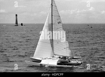 AJAXNETPHOTO. 7TH JUNE, 1980. PLYMOUTH, ENGLAND. - OSTAR 1980 - SINGLE-HANDED RACE - OLYMPUS SKIPPERED BY MIKE BIRCH (CAN). PHOTO:JONATHAN EASTLAND/AJAX  REF:800706 9 Stock Photo