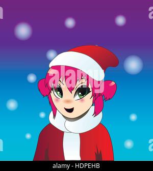 Christmas anime girl Stock Vector